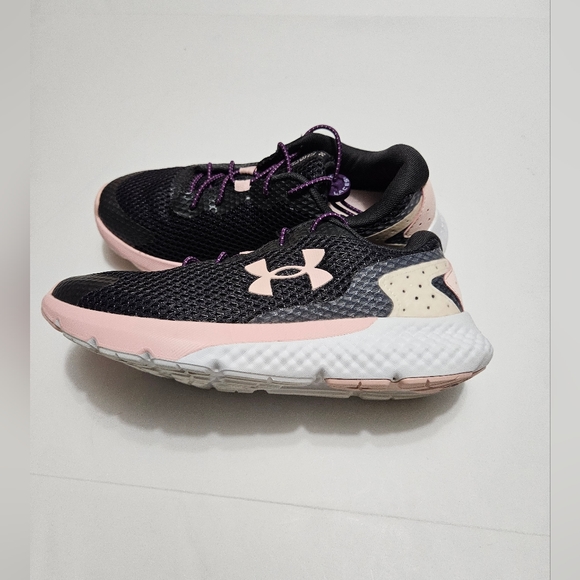 Under Armour Other - Under Armour Charged Big Girl Athletic Sneakers Size 5 Youth Black, Pink # S-77